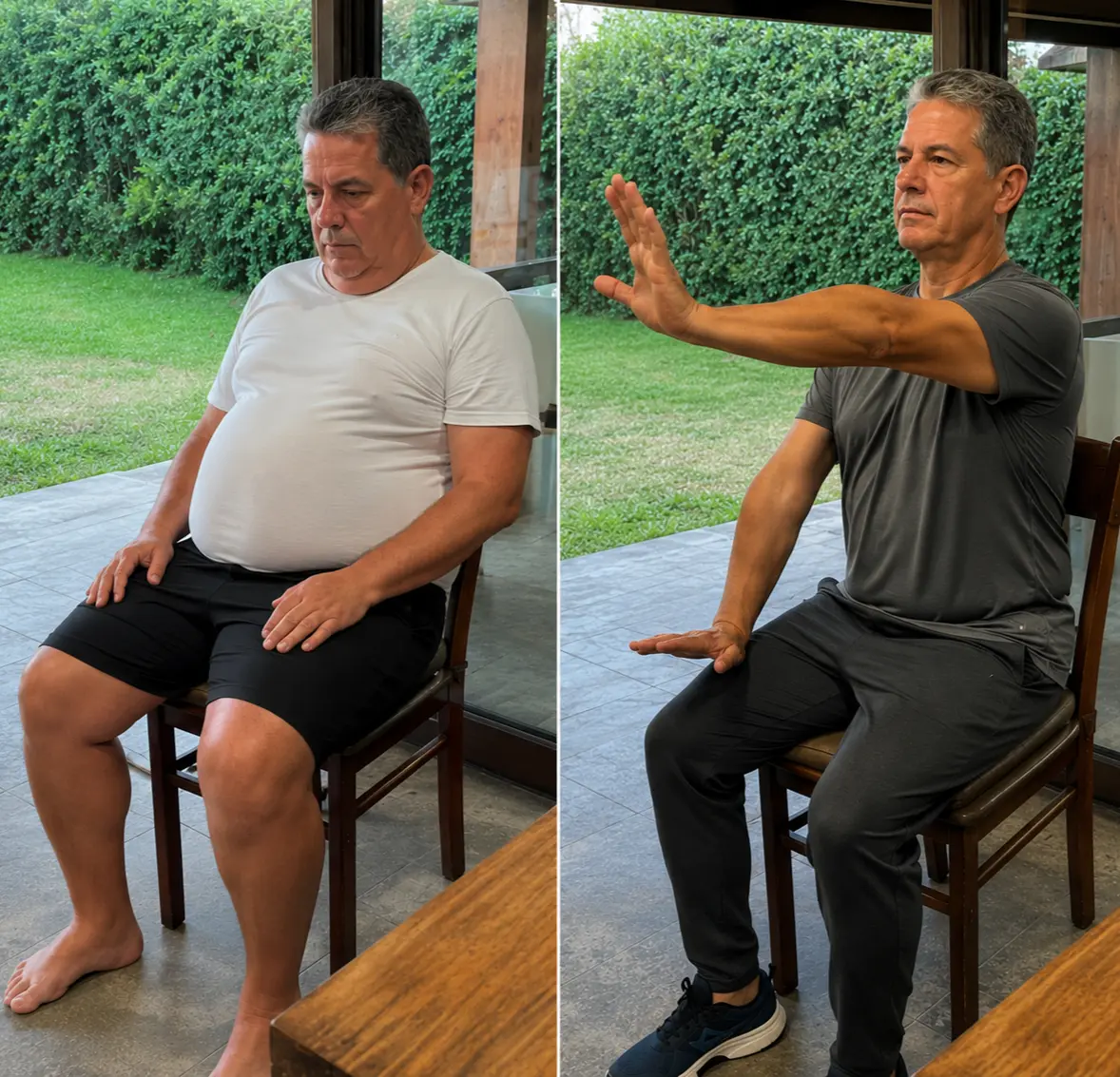 Antes e Depois do Desafio da Cadeira